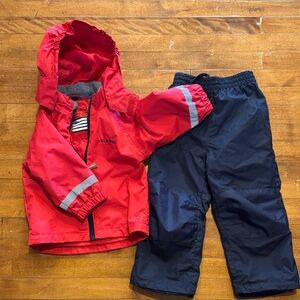 Kuling Rain Set Red & Blue Rain Coat Jacket & Pants Warm Waterproof Rain Suit